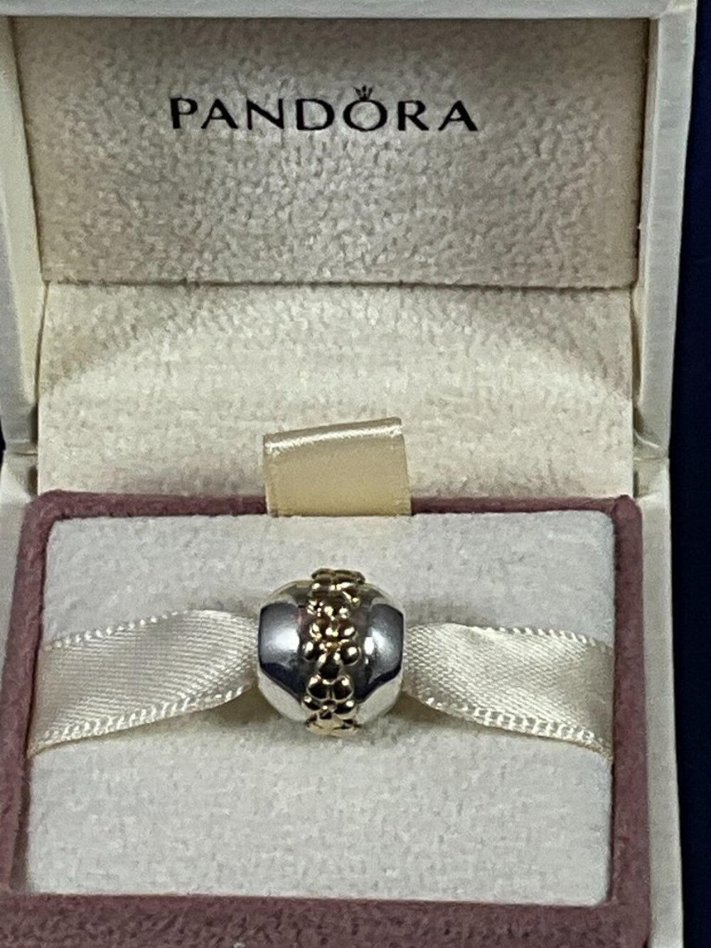 NWOT Pandora Authentic 14K Gold and Sterling Silver Saturn Flower Charm 790179